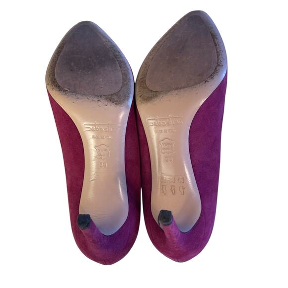 Sebastian Milano Pink Fuchsia Suede Pumps Shoes Crisscross Buckle Strap 8.5B - Picture 7 of 9